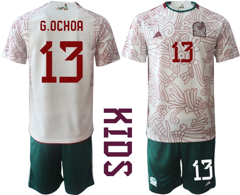 Youth 2022 World Cup National Team Mexico away white #13 Soccer Jersey